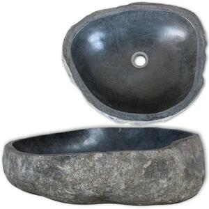 Owalna umywalka z kamienia rzecznego, 30-37 cm