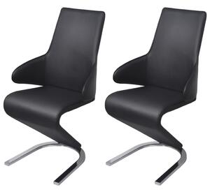 Krzesła stołowe, 2 szt., czarne, sztuczna skóra