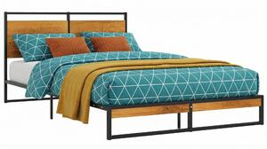Czarne metalowe łóżko małżeńskie w stylu loft 140x200 cm S2-H50