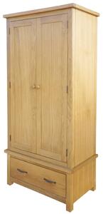 Szafa z szufladą, 90x52x183 cm, lite drewno dębowe