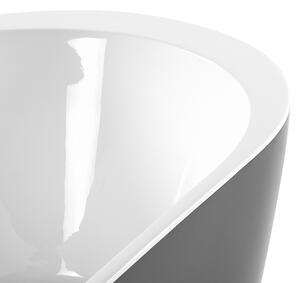 Nowoczesna wanna wolnostojąca owalna akrylowa system przelewowy 150 cm czarna Nevis Beliani