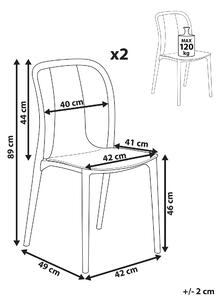 Zestaw 2 krzeseł ogrodowych plastikowych biało-szary sztaplowany Spezia Beliani