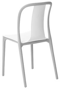 Zestaw 6 krzeseł ogrodowych plastikowych biało-szary sztaplowany Spezia Beliani