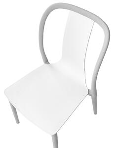 Zestaw 4 krzeseł ogrodowych plastikowych biało-szary sztaplowany Spezia Beliani