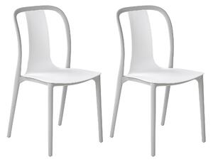 Zestaw 2 krzeseł ogrodowych plastikowych biało-szary sztaplowany Spezia Beliani