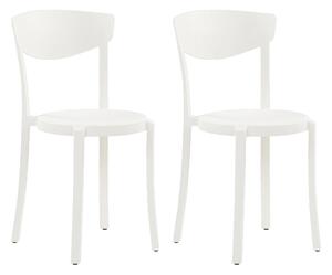 Minimalistyczny zestaw 2 krzeseł do ogrodu jadalniane plastik białe Vieste Beliani