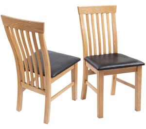 Krzesła stołowe, 4 szt., lite drewno dębowe i sztuczna skóra