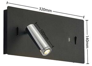 Lucande - Kimo LED SquareLampa Ścienna USB Black