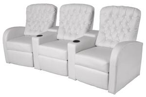 Fotele kinowe 3 osobowe, biała, sztuczna skóra