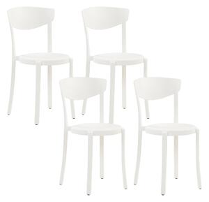 Minimalistyczny zestaw 4 krzeseł do ogrodu jadalniane plastik białe Vieste Beliani