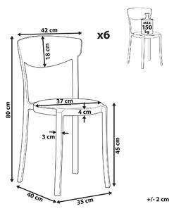 Minimalistyczny zestaw 6 krzeseł do ogrodu jadalniane plastik białe Vieste Beliani
