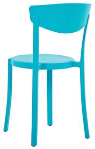 Minimalistyczny zestaw 6 krzeseł do ogrodu jadalniane plastik niebieski Vieste Beliani