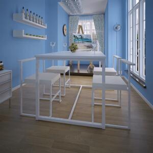 Pięcioelementowy zestaw mebli do jadalni, biały stół i krzesła