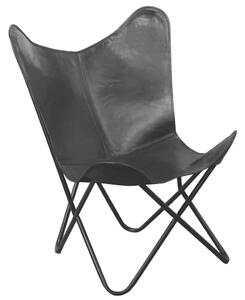 Krzesło motyl, czarne, skóra naturalna