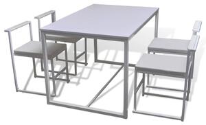 Pięcioelementowy zestaw mebli do jadalni, biały stół i krzesła