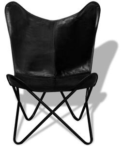 Krzesło motyl, czarne, skóra naturalna