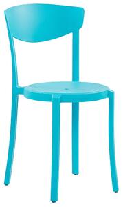Minimalistyczny zestaw 4 krzeseł do ogrodu jadalniane plastik niebieski Vieste Beliani