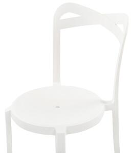 Minimalistyczny zestaw 4 krzeseł do ogrodu jadalniane plastik białe Camogli Beliani