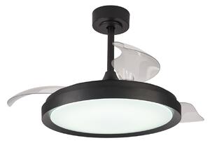 Wentylator sufitowy LED Mistral, czarny, DC, cichy, CCT – Mantra Mantra Iluminación, Mistral, ściemnialny, czarny, salon, tworzywo sztuczne, nowoczesny