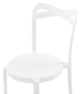 Minimalistyczny zestaw 6 krzeseł do ogrodu jadalniane plastik białe Camogli Beliani