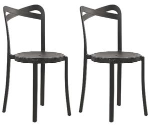 Minimalistyczny zestaw 2 krzeseł do ogrodu jadalniane plastik czarne Camogli Beliani
