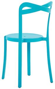 Nowoczesny zestaw bistro balkonowy 2 sztaplowane krzesła niebieski Sersale/Camogli Beliani