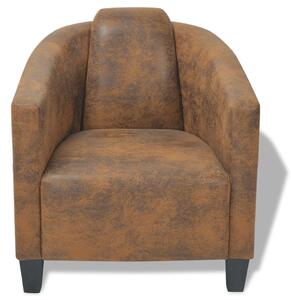 Fotel, brązowy, tkanina