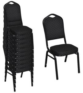Krzesła stołowe, 10 szt., czarne, tkanina