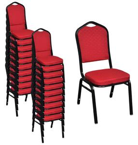Krzesła stołowe, 20 szt., czerwone, tkanina