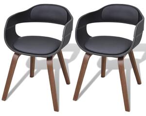Krzesła stołowe, 2 szt., czarne, gięte drewno i sztuczna skóra