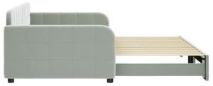 Sofa rozsuwana, jasnoszara, 100x200 cm, aksamit