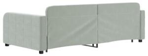 Sofa rozsuwana, jasnoszara, 100x200 cm, aksamit