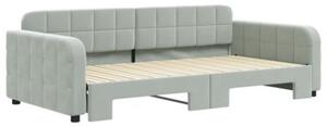 Sofa rozsuwana, jasnoszara, 100x200 cm, aksamit