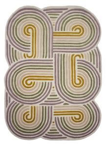 Zielony wełniany dywan tkany ręcznie 140x200 cm Spiral Shaped – Flair Rugs