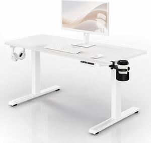 Biurko elektryczne z regulacją wysokości ergonomiczne białe,1400x700 mm: ARIA
