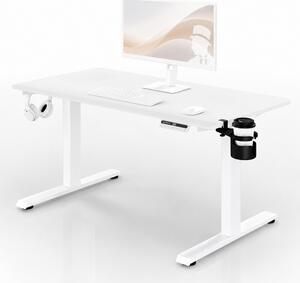 Biurko elektryczne z regulacją wysokości ergonomiczne białe,1200x600 mm: ARIA