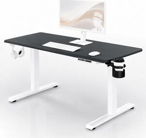 Biurko elektryczne z regulacją wysokości ergonomiczne biało-antracytowe,1400x700 mm: ARIA