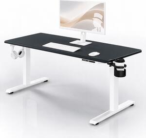 Biurko elektryczne z regulacją wysokości ergonomiczne biało-antracytowe,1600x800 mm: ARIA