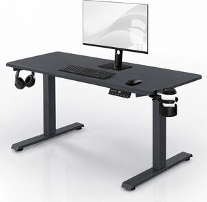 Biurko elektryczne z regulacją wysokości ergonomiczne antracytowe,1400x700 mm: ARIA