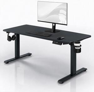 Biurko elektryczne z regulacją wysokości ergonomiczne antracytowe,1600x800 mm: ARIA
