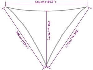 Żagiel przeciwsłoneczny, jasnoszary, 3x3x4,24 m, 100% poliester