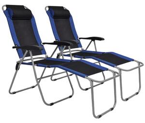 Rozkładane krzesła kempingowe, 2 szt., niebiesko-czarne