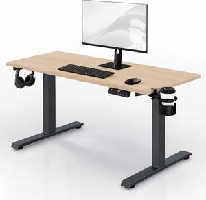 Biurko elektryczne z regulacją wysokości ergonomiczne antracytowe/dąb sonoma,1400x700 mm: ARIA