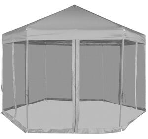 Rozkładany namiot ogrodowy z 6 ściankami; 3,6 x 3,1 m, szary