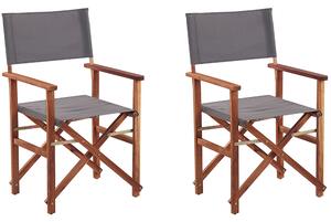 Zestaw 2 krzeseł ogrodowych reżyserskich ciemne drewno szary składane Cine Beliani