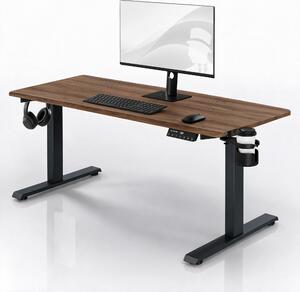 Biurko elektryczne z regulacją wysokości ergonomiczne antracytowe/orzech,1600x800 mm: ARIA