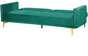 Sofa 3-osobowa welurowa zielona z poduszkami do salonu nowoczesna Lucian Beliani