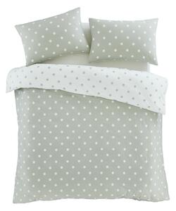 Biało-zielona flanelowa pościel dwuosobowa 230x220 cm Polka Dot – Catherine Lansfield