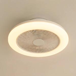 Wentylator sufitowy LED Lindby Vedin, biały, DC, Ø 45 cm, RGBW Vedin Lindby, możliwość ściemniania, biały / opal, salon / jadalnia, tworzywo sztuczne, nowoczesny