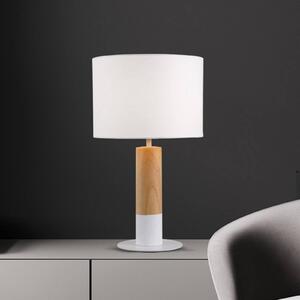 Viokef Lampa stołowa Carroll, biały / opal, salon / jadalnia, tkanina / materiał / jedwab